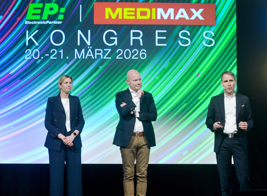 ElectronicPartner Vorstände Greta Ziob, Patrick van Tent und Matthias Assmann neim EP Kongress Ende März 2026